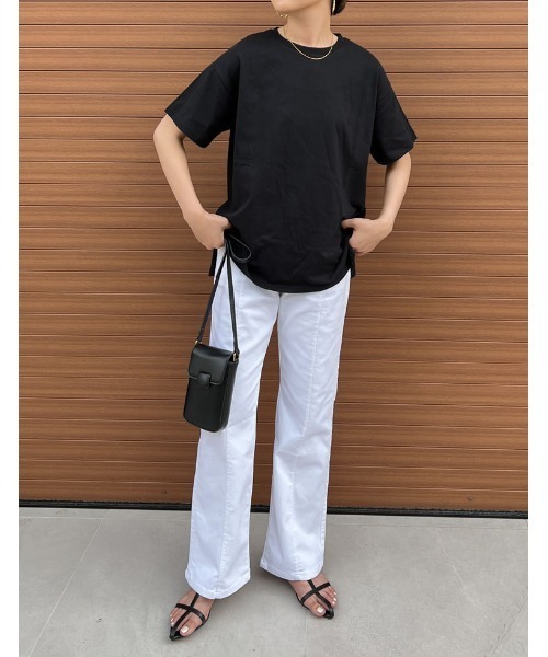Re:EDIT(リエディ)の「USAコットンレギュラーTシャツ(Tシャツ/カットソー・レディース・ブラック/オフホワイト/ベージュ・MEDIUM/LARGE)」の16枚目の写真