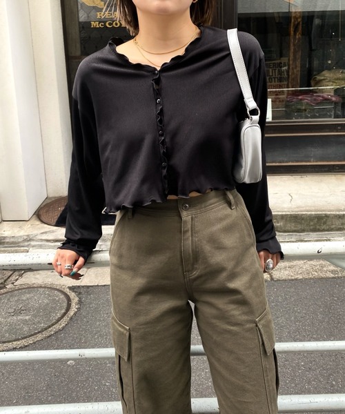 WHO'S WHO gallery（フーズフーギャラリー）の「メローカーデ（カーディガン/ボレロ・レディース・アイボリー/キャメル/ブラック/パープル・FREE）」の11枚目の写真