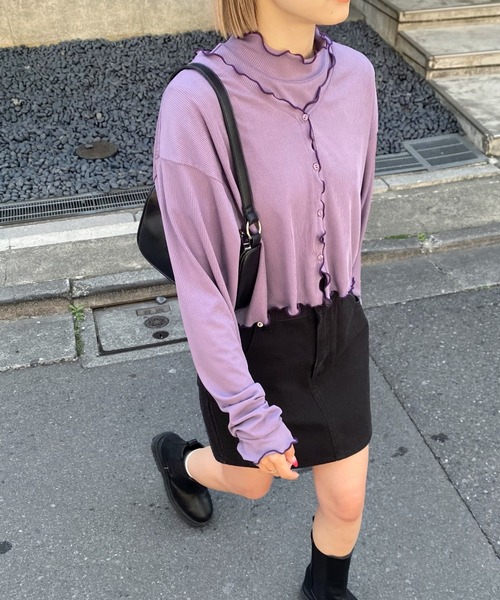 WHO'S WHO gallery（フーズフーギャラリー）の「メローカーデ（カーディガン/ボレロ・レディース・アイボリー/キャメル/ブラック/パープル・FREE）」の14枚目の写真