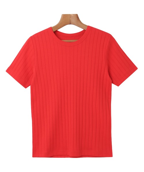 andme(アンドミー)の「コットンフライスワイドリブクルーネックTシャツ(Tシャツ/カットソー・レディース・チャコールグレー/ブラック/ブラウン/オフホワイト/レッド/グリーン/オレンジ・M/L)」の17枚目の写真