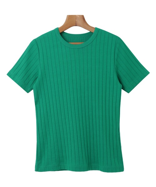andme(アンドミー)の「コットンフライスワイドリブクルーネックTシャツ(Tシャツ/カットソー・レディース・チャコールグレー/ブラック/ブラウン/オフホワイト/レッド/グリーン/オレンジ・M/L)」の20枚目の写真