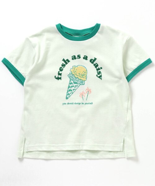 BREEZE(ブリーズ)の「リンガーTシャツ(Tシャツ/カットソー・キッズ・グリーン/ブラウン・120/100/150/140/110/90/130)」の2枚目の写真