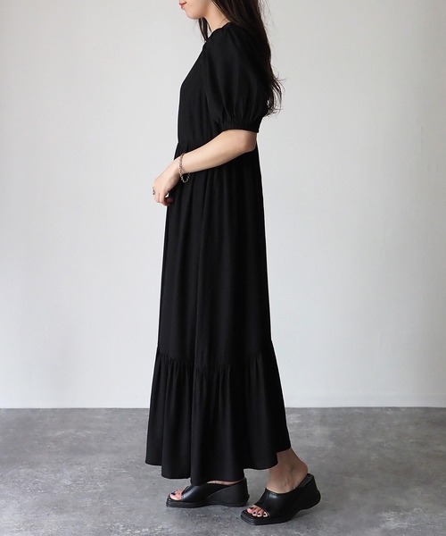 Riberry(リベリー)の「バックリボン切替ギャザーワンピース(ワンピース・レディース・ピンク/オフホワイト/ブラック/グレー・MEDIUM)」の9枚目の写真