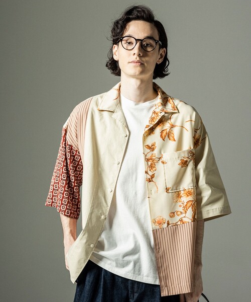 THE SHOP TK (ザ ショップ ティーケー )の「◆パネルデザインオープンカラーシャツ(シャツ/ブラウス・メンズ・ブラック系4/ベージュ系4・02/03/04)」の1枚目の写真