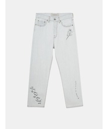 GOLDEN GOOSE Light blue washed denim with doodle print