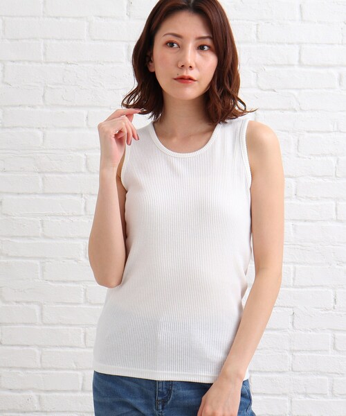 SHOO・LA・RUE（シューラルー）の「◆テレコベーシックタンクトップ（タンクトップ・レディース・ホワイト系/ブラック/ベージュ・02/03）」の6枚目の写真