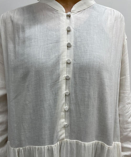 Omekashi（オメカシ）の「リネンティアードワンピース（ワンピース・レディース・ブラック/オフホワイト/ブルー・38/36）」の19枚目の写真