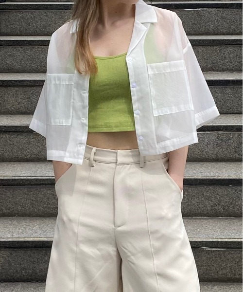 one way(ワンウェイ)の「ショート丈パット付きキャミ(キャミソール・レディース・ホワイト/ブラック/ライトグリーン・FREE)」の10枚目の写真