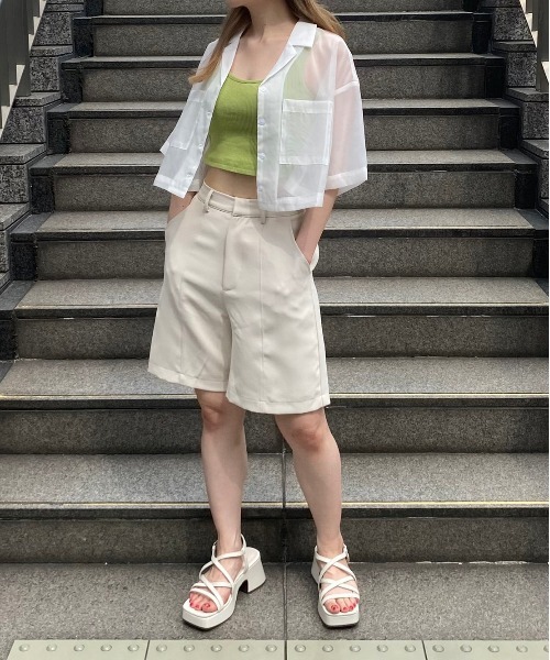 one way(ワンウェイ)の「ショート丈パット付きキャミ(キャミソール・レディース・ホワイト/ブラック/ライトグリーン・FREE)」の11枚目の写真