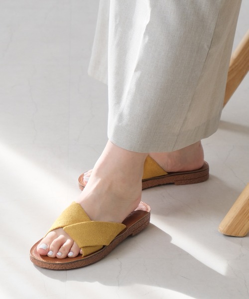 apart by lowrys】クロスフラットサンダル(ブラック)38 A part