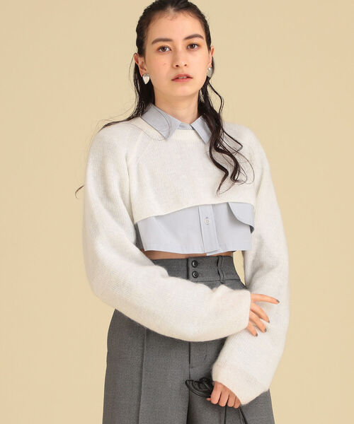 Ray BEAMS(レイビームス)の「Ray BEAMS / アゼアミ クロップド クルーネック ニット(ニット/セーター・レディース・オフホワイト/グリーン系その他2・ONE SIZE)」の17枚目の写真