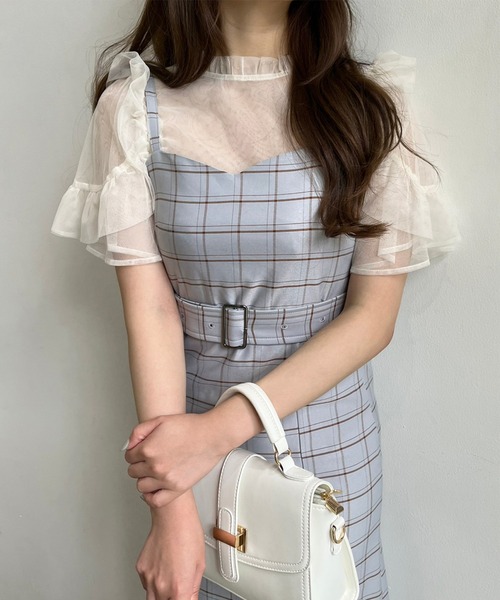 TITTY&CO.（ティティーアンドコー）の「【TITTY&CO.】半袖フリルスリーブチュールトップス（シャツ/ブラウス・レディース・ライトブルー/ブラック/アイボリー・FREE）」の14枚目の写真