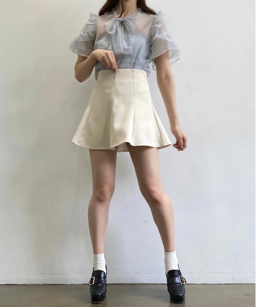 TITTY&CO.（ティティーアンドコー）の「【TITTY&CO.】半袖フリルスリーブチュールトップス（シャツ/ブラウス・レディース・ライトブルー/ブラック/アイボリー・FREE）」の9枚目の写真