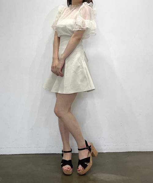 TITTY&CO.（ティティーアンドコー）の「【TITTY&CO.】半袖フリルスリーブチュールトップス（シャツ/ブラウス・レディース・ライトブルー/ブラック/アイボリー・FREE）」の11枚目の写真