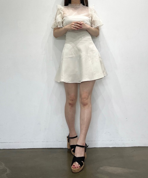 TITTY&CO.（ティティーアンドコー）の「【TITTY&CO.】半袖フリルスリーブチュールトップス（シャツ/ブラウス・レディース・ライトブルー/ブラック/アイボリー・FREE）」の12枚目の写真