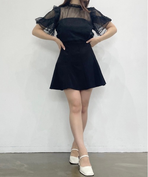 TITTY&CO.（ティティーアンドコー）の「【TITTY&CO.】半袖フリルスリーブチュールトップス（シャツ/ブラウス・レディース・ライトブルー/ブラック/アイボリー・FREE）」の21枚目の写真