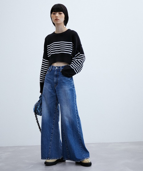 ADAM ET ROPE'（アダムエロペ）の「クロップドコットンニットプルオーバー（ニット/セーター・レディース・ピンク/ホワイト系その他4/ブラック系その他3・FREE）」の16枚目の写真