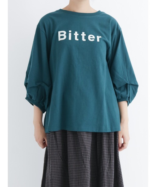 Samansa Mos2（サマンサ モスモス）の「袖タックロゴTシャツ（Tシャツ/カットソー・レディース・オフホワイト/マスタード/ブラウン/チャコール/ピンク/グリーン・ﾌﾘ-）」の14枚目の写真