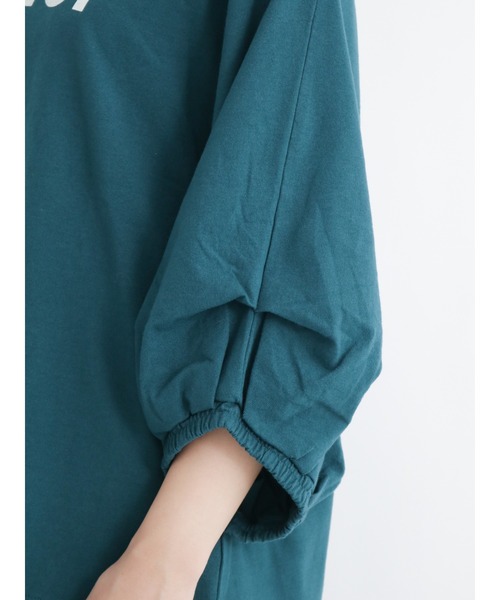 Samansa Mos2（サマンサ モスモス）の「袖タックロゴTシャツ（Tシャツ/カットソー・レディース・オフホワイト/マスタード/ブラウン/チャコール/ピンク/グリーン・ﾌﾘ-）」の10枚目の写真