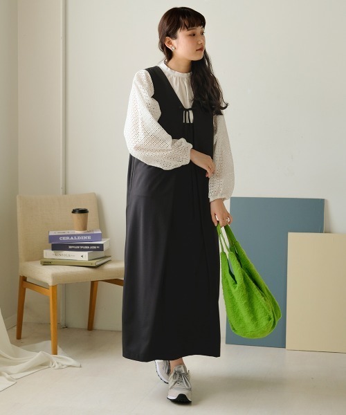 Bab（バブ）の「袖レースギャザーブラウス（シャツ/ブラウス・レディース・ブラック/ブラウン/オフホワイト・M）」の6枚目の写真