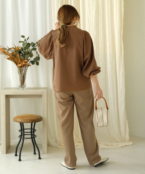 Bab（バブ）の「袖レースギャザーブラウス（シャツ/ブラウス・レディース・ブラック/ブラウン/オフホワイト・M）」の14枚目の写真