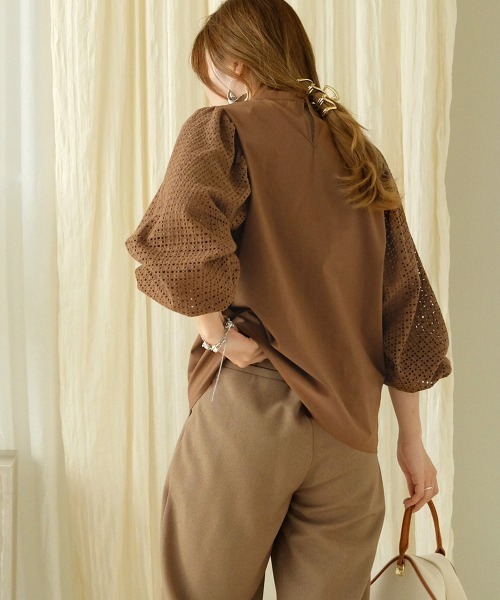 Bab（バブ）の「袖レースギャザーブラウス（シャツ/ブラウス・レディース・ブラック/ブラウン/オフホワイト・M）」の15枚目の写真