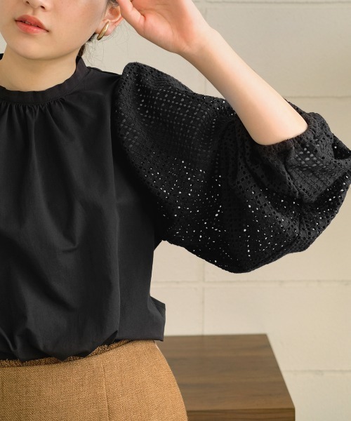 Bab（バブ）の「袖レースギャザーブラウス（シャツ/ブラウス・レディース・ブラック/ブラウン/オフホワイト・M）」の20枚目の写真