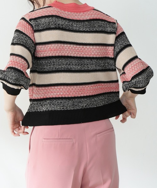 N.（N. Natural Beauty Basic）（エヌエヌナチュラルビューティーベーシック）の「《n.'look》◆ヘザーミックスマルチボーダーニット（ニット/セーター・レディース・グリーン/ピンク・MEDIUM）」の20枚目の写真