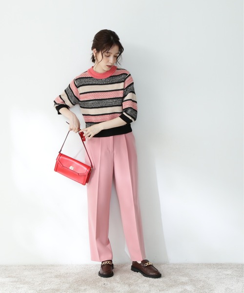 N.（N. Natural Beauty Basic）（エヌエヌナチュラルビューティーベーシック）の「《n.'look》◆ヘザーミックスマルチボーダーニット（ニット/セーター・レディース・グリーン/ピンク・MEDIUM）」の16枚目の写真