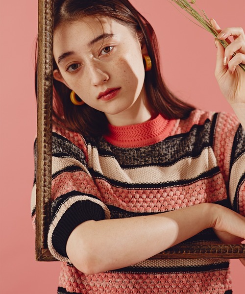 N.（N. Natural Beauty Basic）（エヌエヌナチュラルビューティーベーシック）の「《n.'look》◆ヘザーミックスマルチボーダーニット（ニット/セーター・レディース・グリーン/ピンク・MEDIUM）」の14枚目の写真