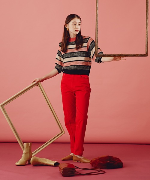 N.（N. Natural Beauty Basic）（エヌエヌナチュラルビューティーベーシック）の「《n.'look》◆ヘザーミックスマルチボーダーニット（ニット/セーター・レディース・グリーン/ピンク・MEDIUM）」の11枚目の写真