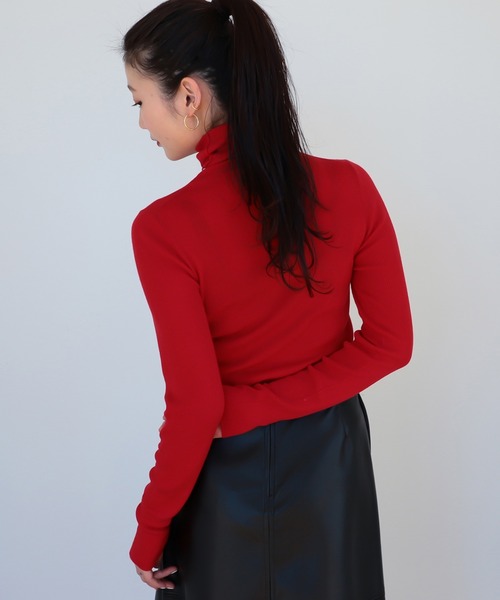 Demi-Luxe BEAMS（デミルクス ビームス）の「Demi-Luxe BEAMS / リブ タートルネック ニット（ニット/セーター・レディース・ブラック/ネイビー/レッド/オフホワイト/チャコールグレー/ブルー・ONE SIZE）」の6枚目の写真