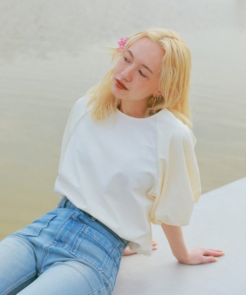 Vicente（ヴィセンテ）の「【Seagreen×Vicente】Swan sleeve tops（シャツ/ブラウス・レディース・ホワイト/ネイビー・FREE）」の16枚目の写真