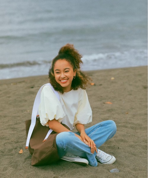 Vicente（ヴィセンテ）の「【Seagreen×Vicente】Swan sleeve tops（シャツ/ブラウス・レディース・ホワイト/ネイビー・FREE）」の18枚目の写真