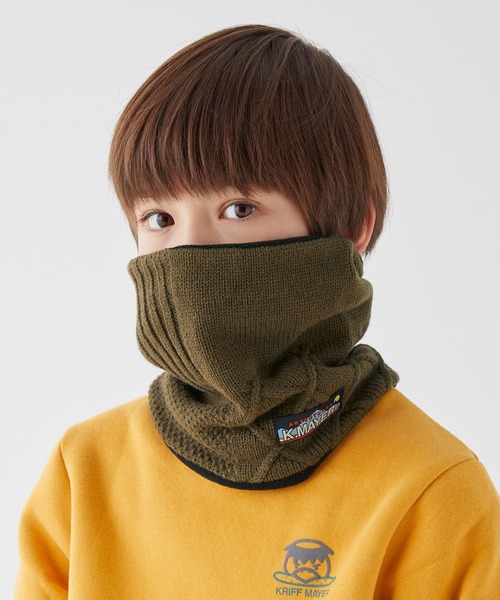 KRIFF MAYER（クリフメイヤー）の「ニット パッチワーク ネックウォーマー バラクラバ（ネックウォーマー/スヌード・キッズ・チャコール/モカ/ネイビー/カーキ・MEDIUM/LARGE）」の2枚目の写真