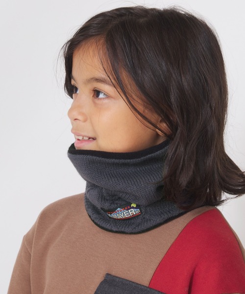 KRIFF MAYER（クリフメイヤー）の「ニット パッチワーク ネックウォーマー バラクラバ（ネックウォーマー/スヌード・キッズ・チャコール/モカ/ネイビー/カーキ・MEDIUM/LARGE）」の3枚目の写真