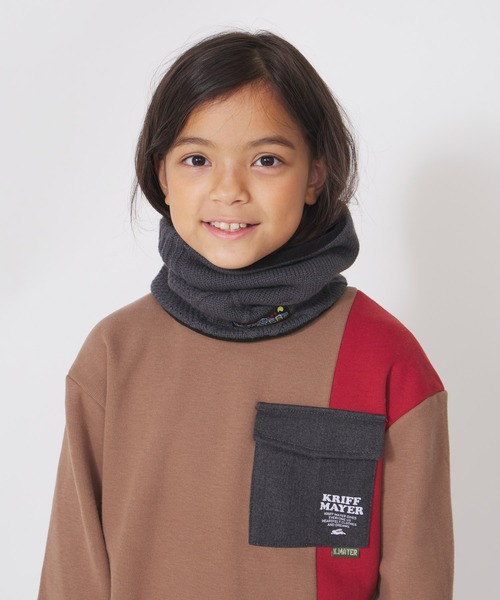 KRIFF MAYER（クリフメイヤー）の「ニット パッチワーク ネックウォーマー バラクラバ（ネックウォーマー/スヌード・キッズ・チャコール/モカ/ネイビー/カーキ・MEDIUM/LARGE）」の6枚目の写真
