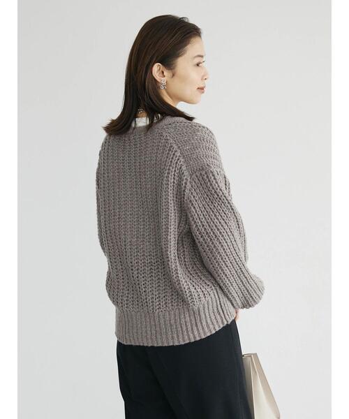 Green　Parks（グリーンパークス）の「3ゲージクルーネックカーデ（カーディガン/ボレロ・レディース・アイボリー/サックスブルー/ピンク/グレー・FREE）」の18枚目の写真