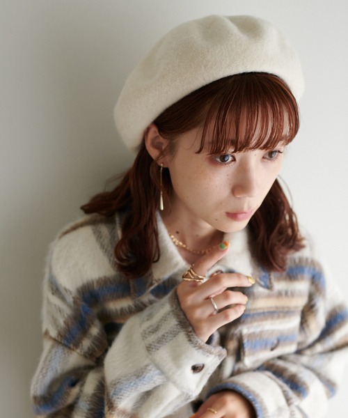 DISCOAT(ディスコート)の「バスクベレー帽(ハンチング/ベレー帽・レディース・ブルー/アイボリー/ブラック/ライトグレー・FREE)」の9枚目の写真