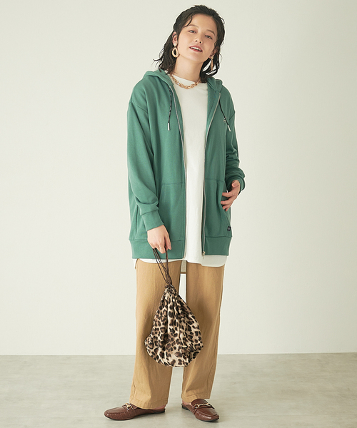 KANGOL EXTRA COMFORT(カンゴールエクストラコンフォート)の「【KANGOL EXTRA COMFORT(カンゴール エクストラ コンフォート)】《WEB限定》ロゴ刺繍 オーバーサイズ ZIPパーカー(パーカー・レディース・ブラック/ダークグリーン/杢グレー/モカ・LL/M/L)」の14枚目の写真