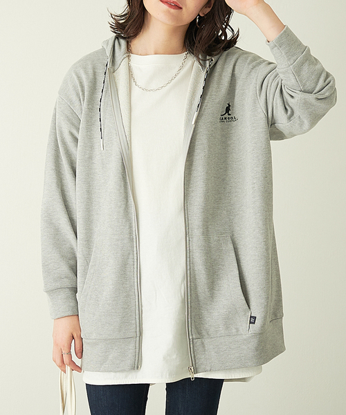 KANGOL EXTRA COMFORT(カンゴールエクストラコンフォート)の「【KANGOL EXTRA COMFORT(カンゴール エクストラ コンフォート)】《WEB限定》ロゴ刺繍 オーバーサイズ ZIPパーカー(パーカー・レディース・ブラック/ダークグリーン/杢グレー/モカ・LL/M/L)」の3枚目の写真