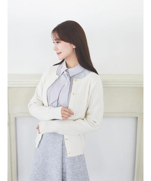 HALUHIROINE（ハルヒロイン）の「ピンタックボウタイ付きブラウス（シャツ/ブラウス・レディース・ライトベージュ/ライトグレー・FREE）」の7枚目の写真