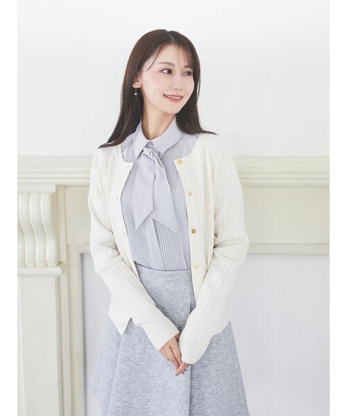 HALUHIROINE（ハルヒロイン）の「ピンタックボウタイ付きブラウス（シャツ/ブラウス・レディース・ライトベージュ/ライトグレー・FREE）」の8枚目の写真