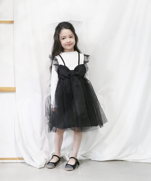 Rora（ローラ）の「シャドー チュール ワンピース（ワンピース・キッズ・ブラック・110/120/130/140）」の3枚目の写真