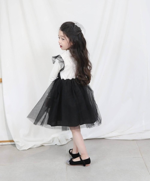 Rora（ローラ）の「シャドー チュール ワンピース（ワンピース・キッズ・ブラック・110/120/130/140）」の5枚目の写真