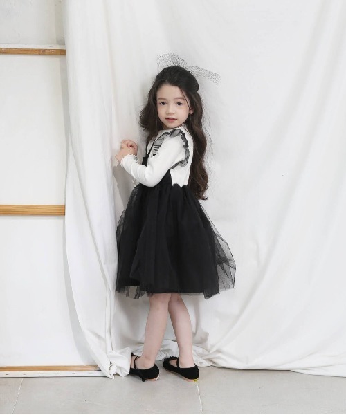 Rora（ローラ）の「シャドー チュール ワンピース（ワンピース・キッズ・ブラック・110/120/130/140）」の6枚目の写真