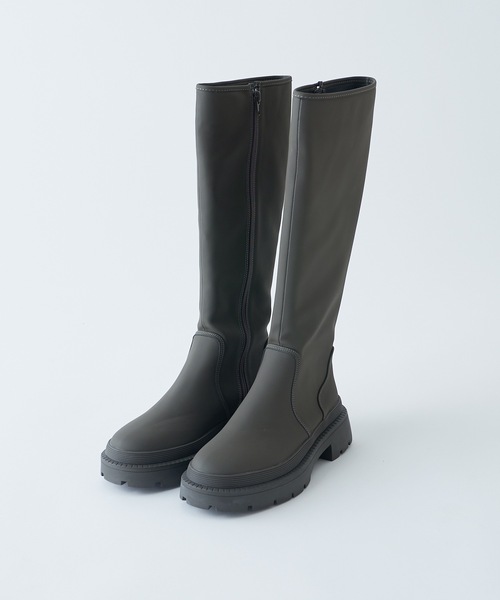 one after another NICE CLAUP(ワンアフターアナザーナイスクラップ)の「ラバー風ロングブーツ(ブーツ・レディース・ブラック/キャメル/ダークカーキ・SMALL/MEDIUM/LARGE)」の2枚目の写真