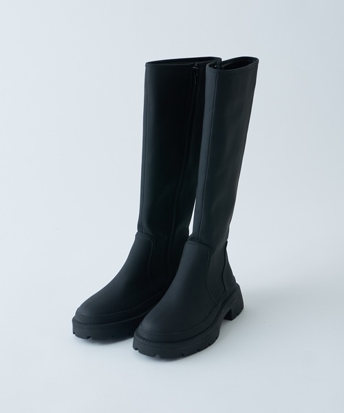 one after another NICE CLAUP(ワンアフターアナザーナイスクラップ)の「ラバー風ロングブーツ(ブーツ・レディース・ブラック/キャメル/ダークカーキ・SMALL/MEDIUM/LARGE)」の14枚目の写真