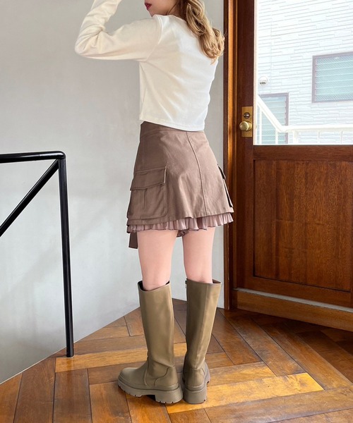 one after another NICE CLAUP(ワンアフターアナザーナイスクラップ)の「ラバー風ロングブーツ(ブーツ・レディース・ブラック/キャメル/ダークカーキ・SMALL/MEDIUM/LARGE)」の8枚目の写真