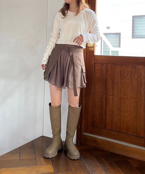 one after another NICE CLAUP(ワンアフターアナザーナイスクラップ)の「ラバー風ロングブーツ(ブーツ・レディース・ブラック/キャメル/ダークカーキ・SMALL/MEDIUM/LARGE)」の7枚目の写真